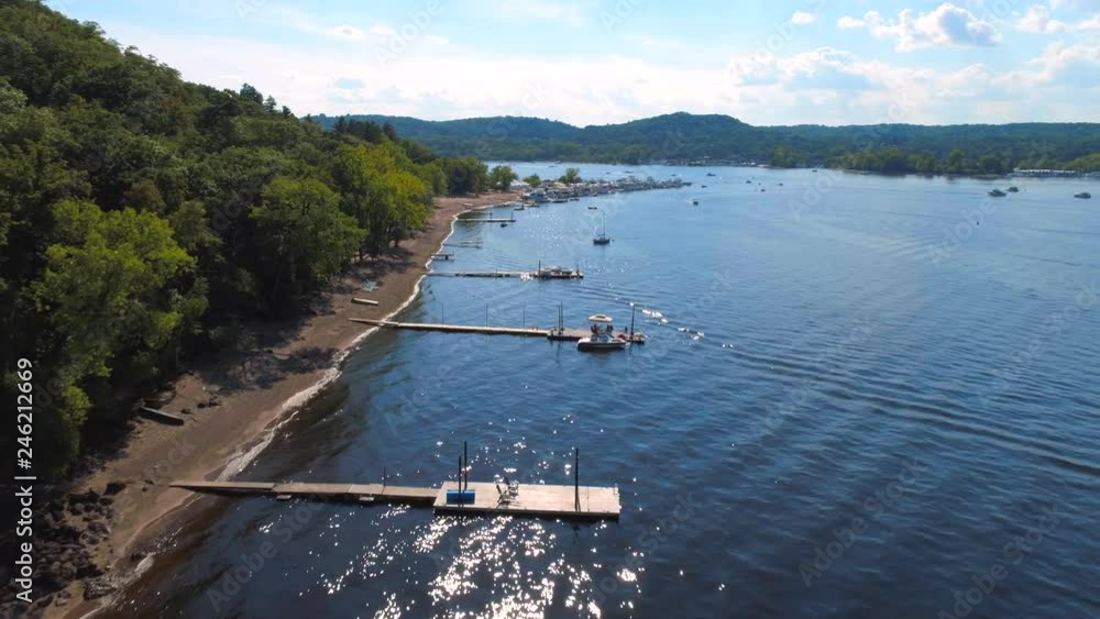 boats on the St Croix Afton Marina in Summer Stock ビデオ Adobe Stock