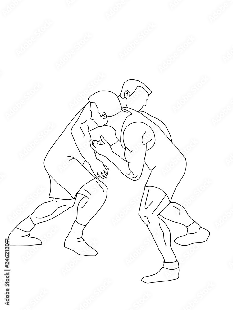 Hand drawn illustration of sumo man wrestlers fight on white background  Stock Vector Image  Art  Alamy