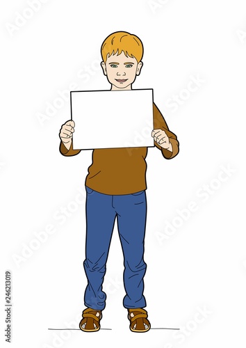 Boy with a sign
