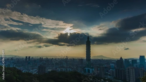 Wallpaper Mural Taipei's City Skyline at sunset with the famous Taipei 101 Torontodigital.ca