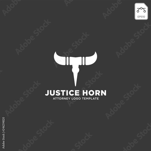 horn bull attorney logo line design template vector illustration
