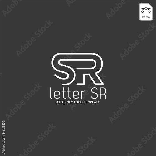 letter SR attorney logo line design template vector illustration