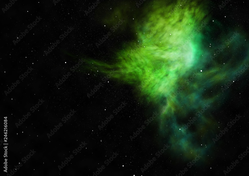 Star field in space and a nebulae. 3D rendering
