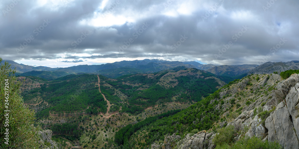Views from the Mirador del Guarda Forestal in the Parque Natural Sierra de Las Nieves near Ronda, Andalucia, Spain