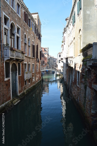 Fototapeta Naklejka Na Ścianę i Meble -  Fondamenta Folzi With The Narrow Canals In Venice. Travel, holidays, architecture. March 29, 2015. Venice, Veneto region, Italy.