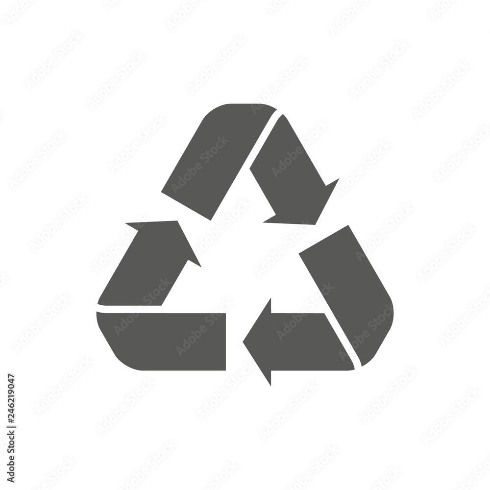Recycle icon vector. Style is flat symbol, gray color, rounded angles, white background. Recycle icon page symbol for your web site design recycle icon logo, app, UI. EPS10. Recycle icon vector. Style is flat symbol, gray color, rounded angles, white background. Recycle icon page symbol for your web site design recycle icon logo, app, UI. EPS10.