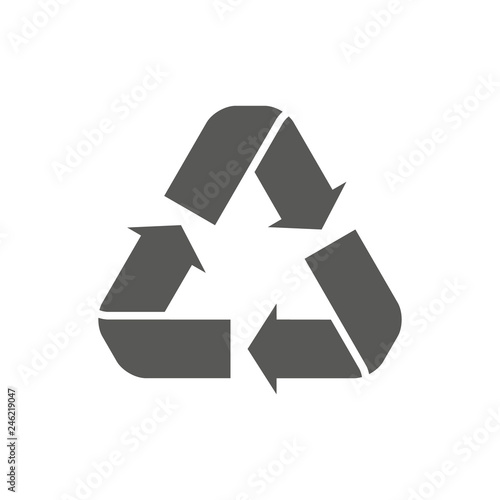 Recycle icon vector. Style is flat symbol, gray color, rounded angles, white background. Recycle icon page symbol for your web site design recycle icon logo, app, UI. EPS10.
