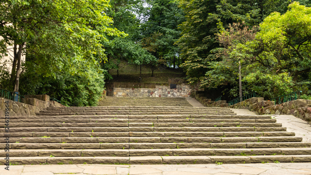 Stairs leading to the Bednarski Park. Cracow. Poland Stairs leading to the Bednarski Park. Cracow. Poland