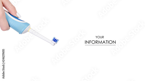 Electric toothbrush in hand pattern on a white background isolation