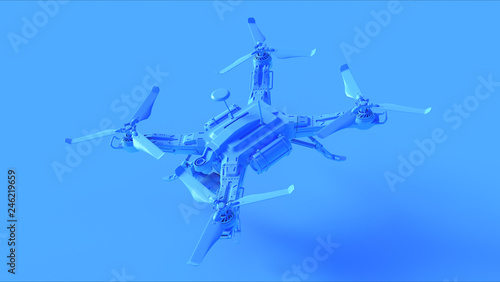 Fototapeta Naklejka Na Ścianę i Meble -  Blue Unmanned Aerial Vehicle Drone 3d illustration 3d render