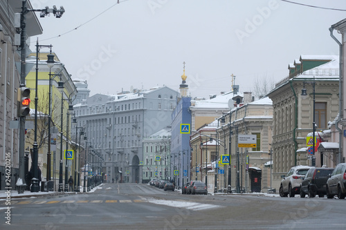 Moscow, Russia - January, 18,2019: the image of street in Moscow