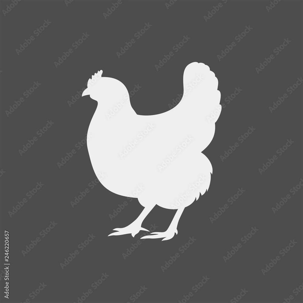 Chicken flat vector icon. Chicken vector silhouette Chicken flat vector icon. Chicken vector silhouette