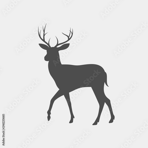 Deer vector silhouette. Wild animal silhouette