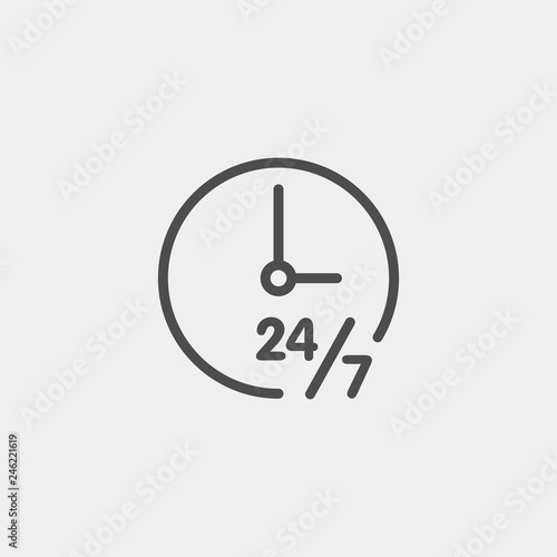 Around the clock flat vector icon. 24 hours flat vector icon