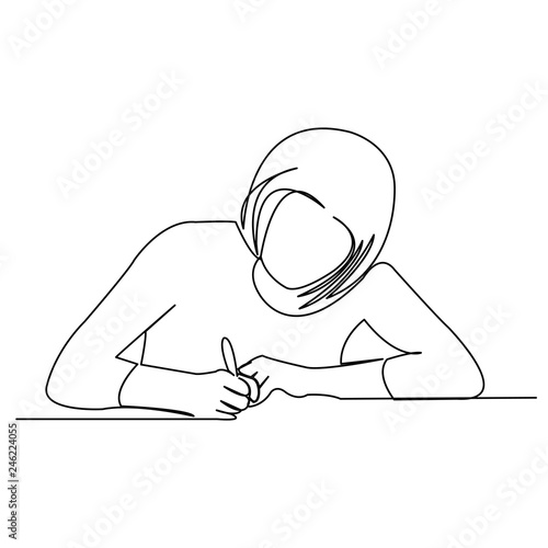 student takes an exam