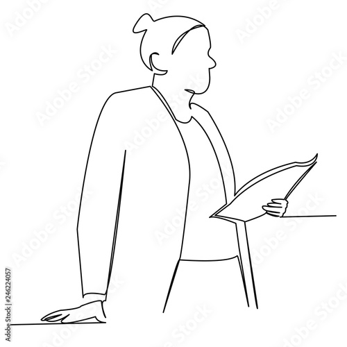 professor, teacher, woman reads a seminar