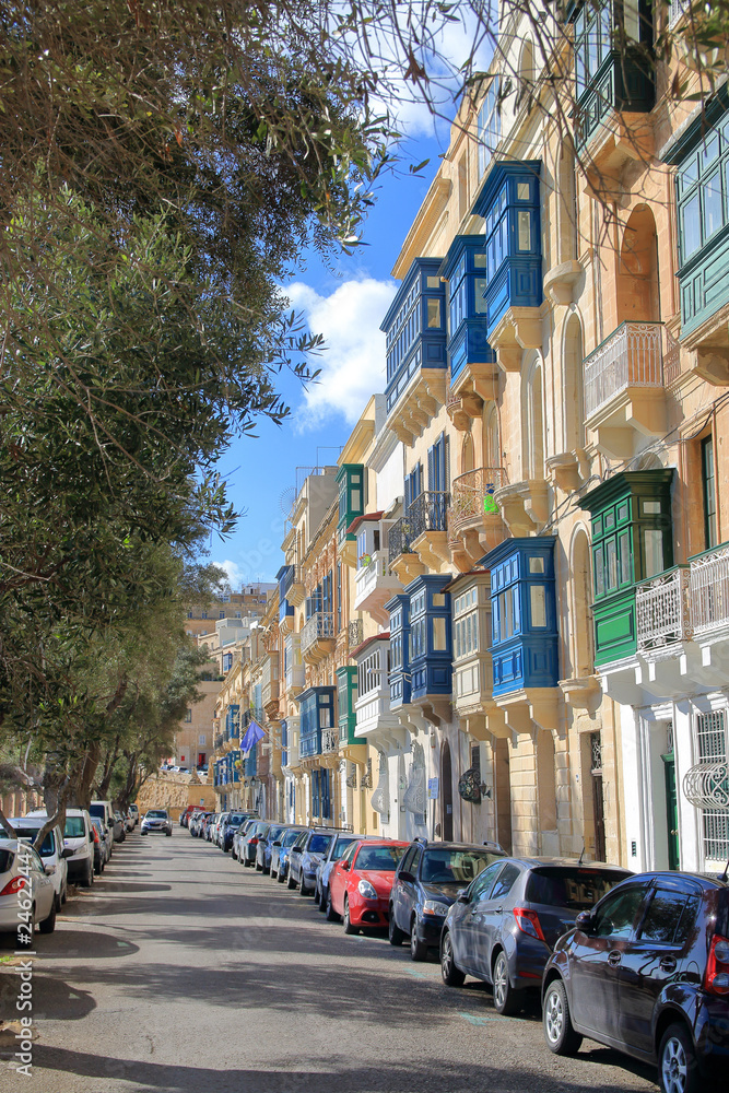 Street of Valletta on the island of Malta.