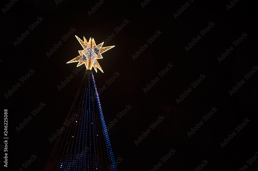 christmas tree on black background