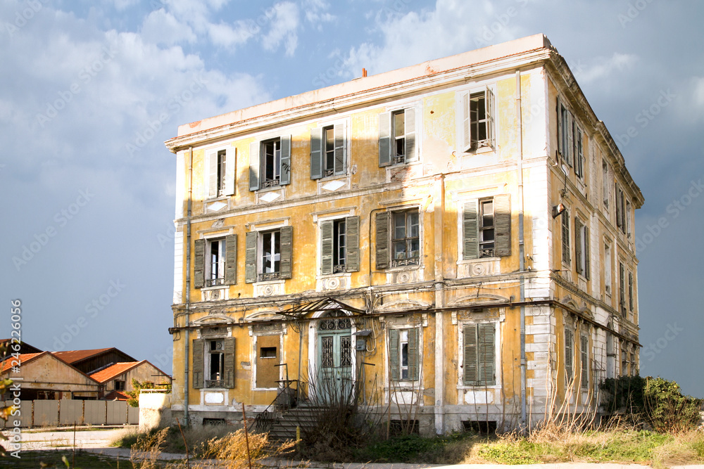 Abandoned neo-classical house