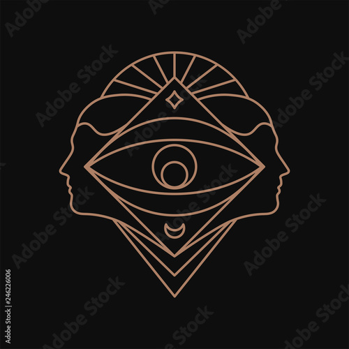 Human eye geometric symbol. Line art