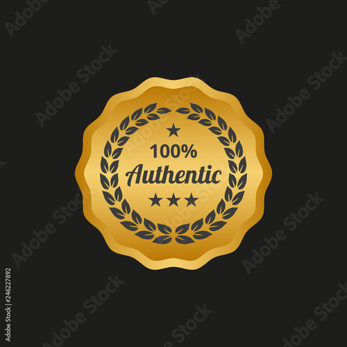 Authentic label on black background.