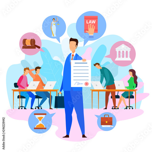 Attorney Holding Court Decision Lawyer Services.