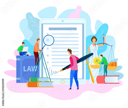 Electronic Signature on Court Decision Vector.