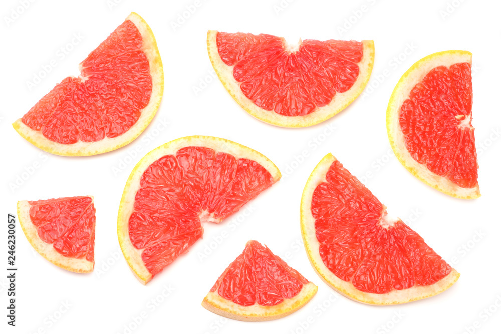 healthy food. sliced grapefruit isolated on white background. top view healthy food. sliced grapefruit isolated on white background. top view