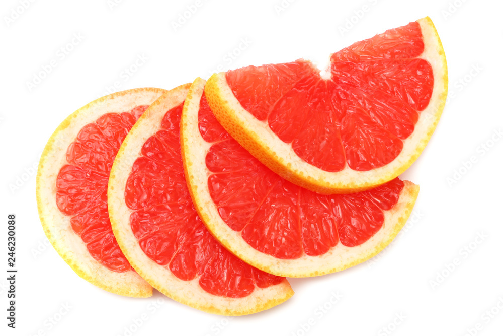 healthy food. sliced grapefruit isolated on white background. top view healthy food. sliced grapefruit isolated on white background. top view