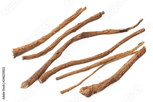 licorice roots isolated on white background