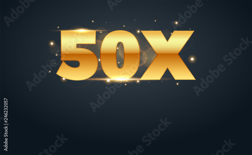 50x multiply number in Gold letters. Isolated Vector Illustration photo