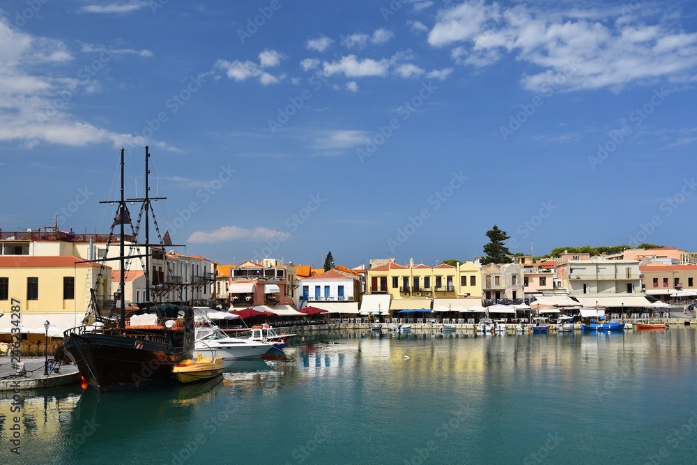 20th August 2017 Rethymno Crete, Greece. Old Venetian harbor of Rethimno.
