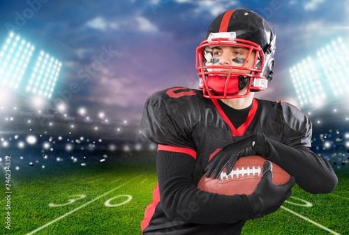 American football player against pitch background