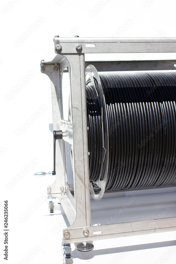 Fototapeta premium Edelstahl Glasfaser Kabeltrommel