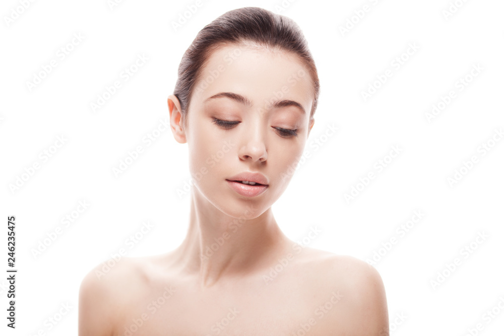 closeup portrait of young woman with clean fresh skin closeup portrait of young woman with clean fresh skin