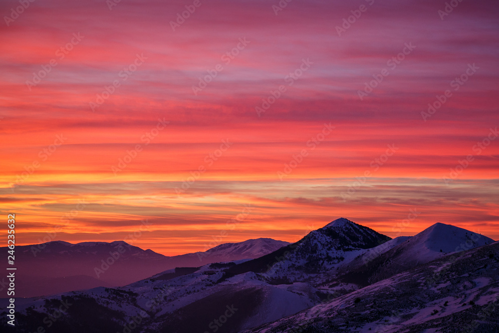 Sunset looking Gran Sasso Mountain