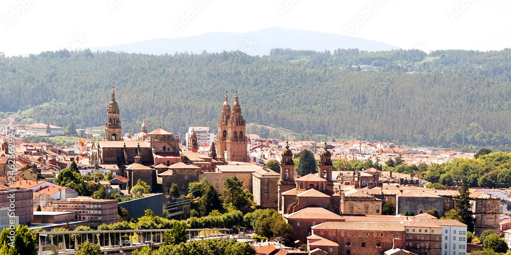 Santiago de  Compostela in Galicia, Spain , panoramic 2:1