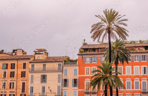 Square Spain - Piazza di Spagna - Rome center colourful houses view © Ekaterina Senyutina
