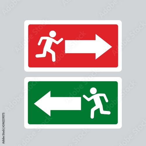 exit sign left and right in flat design