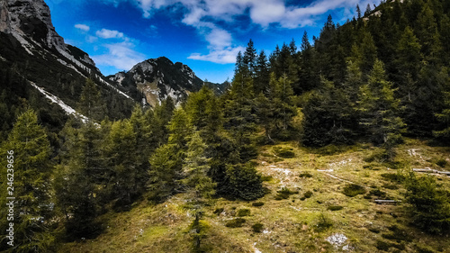 Aerial view of beautiful Triglav mountains, part of Alps in Slovenia