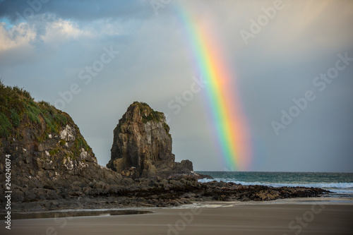 rainbow on New Zealand beaches