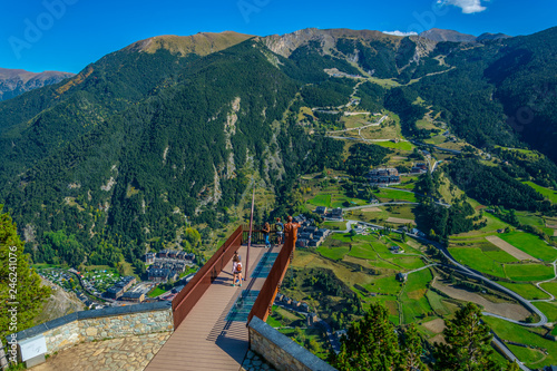 Aerial view of Canillo town viewed from Roc del Quer viewpoint at Andorra photo