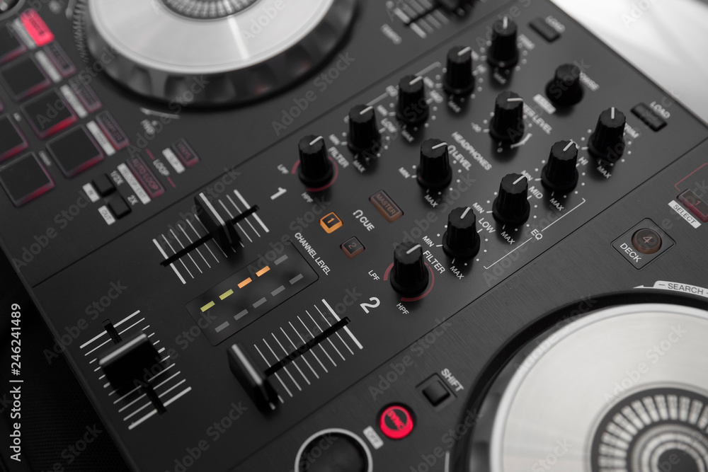 Fototapeta premium Professional DJ remote close-up