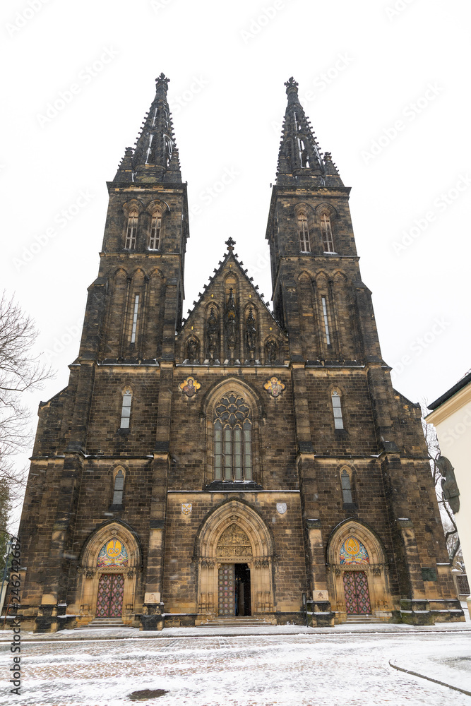 Neo Gothic Basilica of St Peter and St Paul in Vysehrad fortress in Prague, Czech republic Neo Gothic Basilica of St Peter and St Paul in Vysehrad fortress in Prague, Czech republic