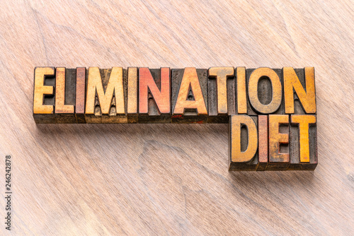 Εκτύπωση καμβά elimination diet word abstract in wood type