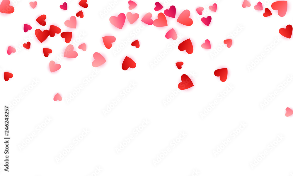 Red flying hearts bright love passion vector background.