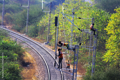 men at work on railway track