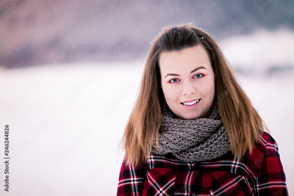 Besutiful woman portrait in the snow Besutiful woman portrait in the snow