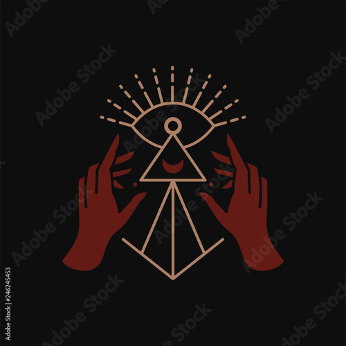 Hand triangle with eye symbol