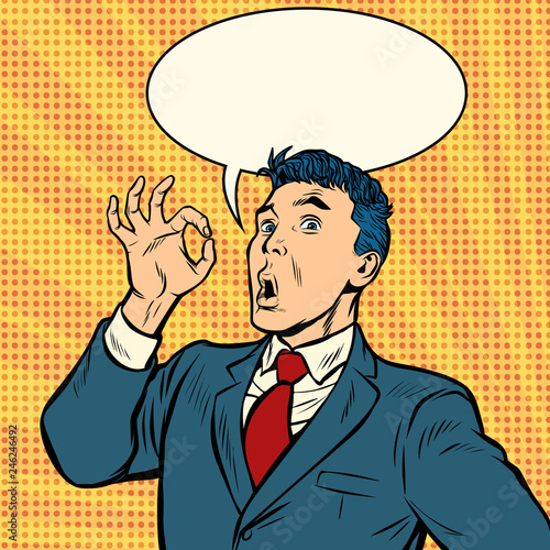 businessman surprise OK gesture